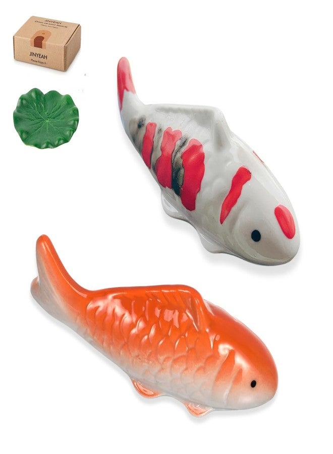 JINYEAH Ceramic Koi Fish Pond Decor 4″ Fake Fish Floating Aquarium Decor Floating Koi Pond Swimming for Birdbath Pond Fountain Fake Aquarium Tea Pet - Image 1